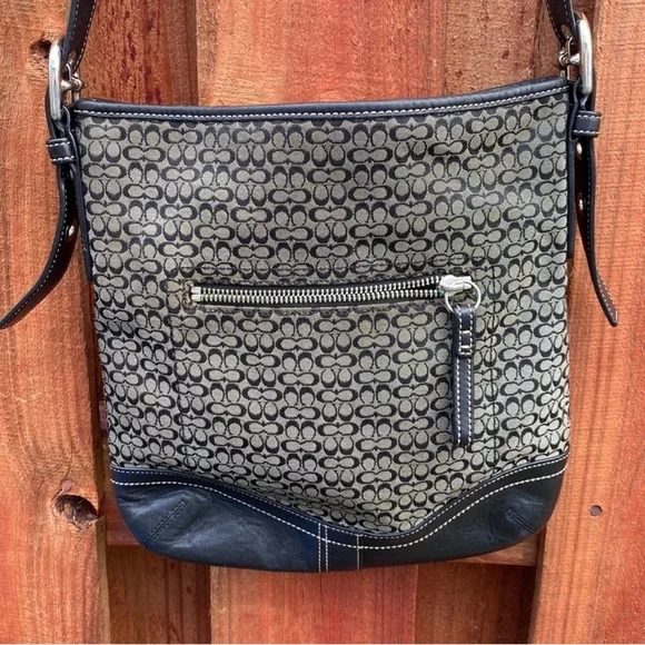 Coach Black and Gray Patterned Shoulder Bag - Picture 10 of 11